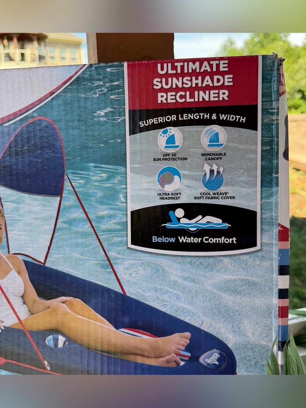 Aqua Ultimate Sunshade Recliner Ultra-Comfortable Mesh Covered Pool Lounge - Picture 4 of 9